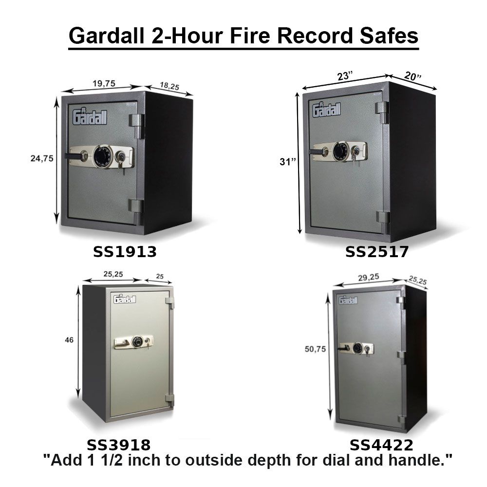 Gardall SS1913 2 Hour Fire Rated Record Safe with Key and Combo Lock