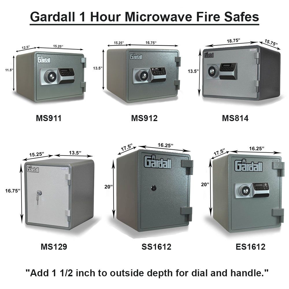 Gardall SS1612-G-K Vertical UL 1 Hour Fire Microwave Safe with Key